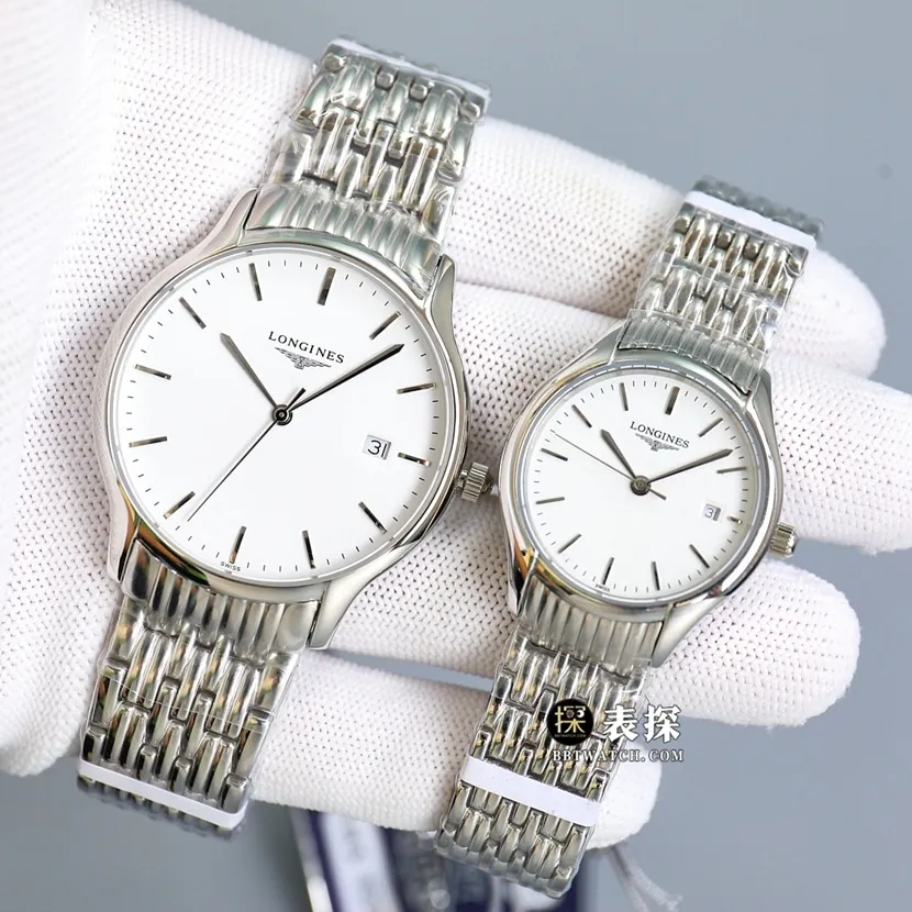 GS factory Longines classic top-tier watch couple white dialsteel bracelet picture and price front live photo