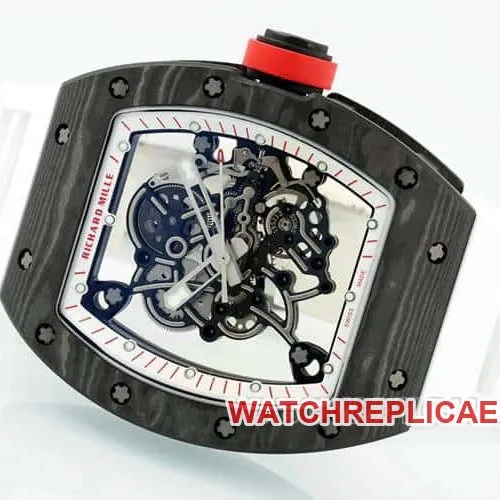 APSRichard Milletop-tier 1:1super carbon fiber case white rubber model RM055caseback live photo