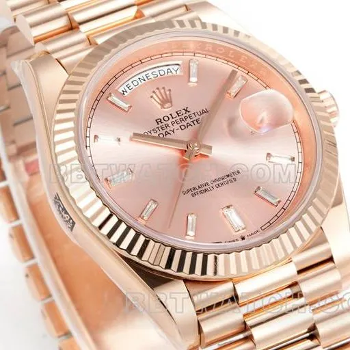 collectible watch Day-DatePPM factory Rolex mechanical pink dial rose goldfront live photo