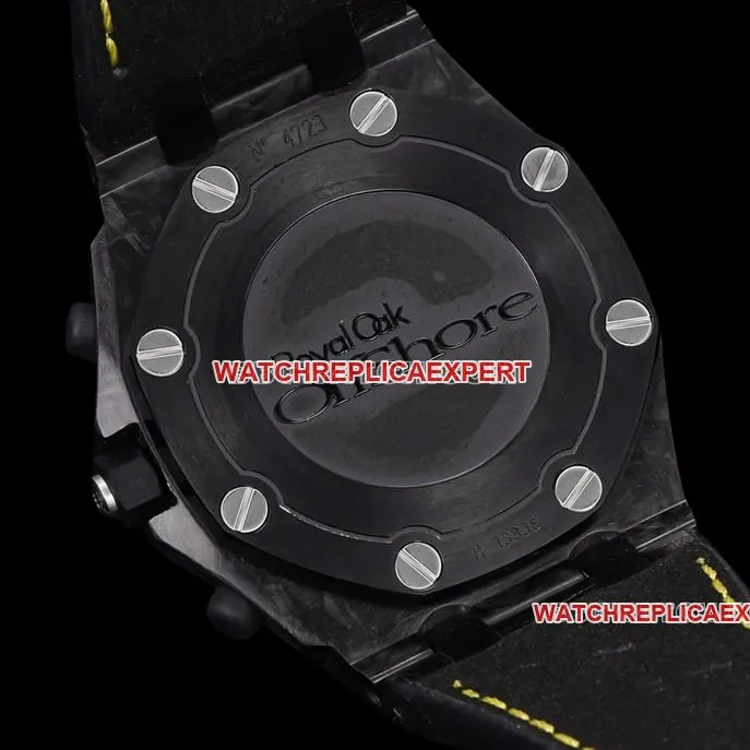 TW factory Audemars PiguetRoyal Oak offshore top-tier 1:1super cloneblack dial yellow inner bezel26176front live photo