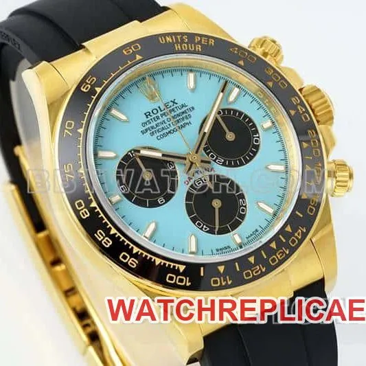 APS factory RolexDaytona1:1super cloneblue dialyellow gold shell rubber model 126518front live photo