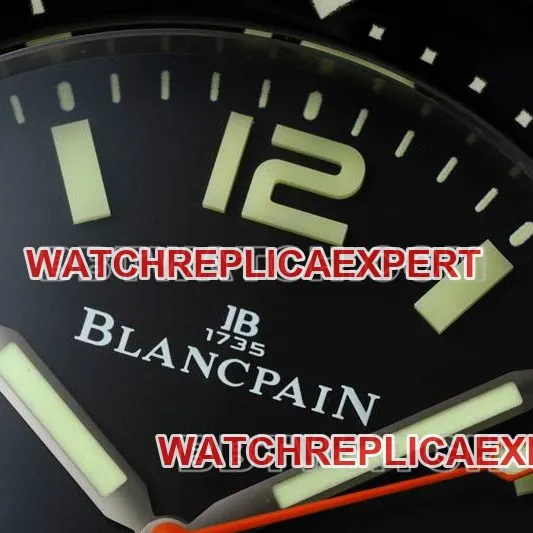 Blancpain1:1replica watch fifty fathoms black dial titanium mechanical black rubber model front live photo