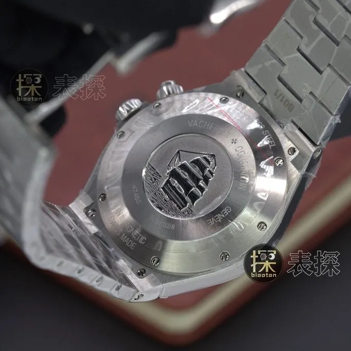 TWA factory travels all over the world Vacheron Constantin1:1replica watch lumechronograph white dialsteel bracelet front view