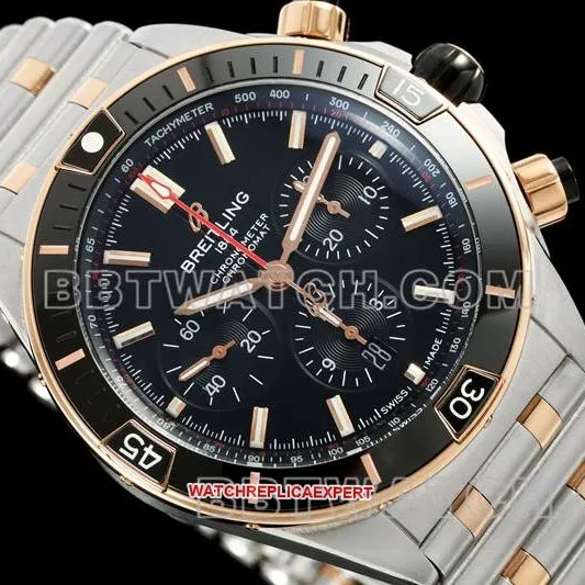 Breitling collectible watch TF factory mechanical chronograph black dial 44mm gold steel bracelet bracelet live photos