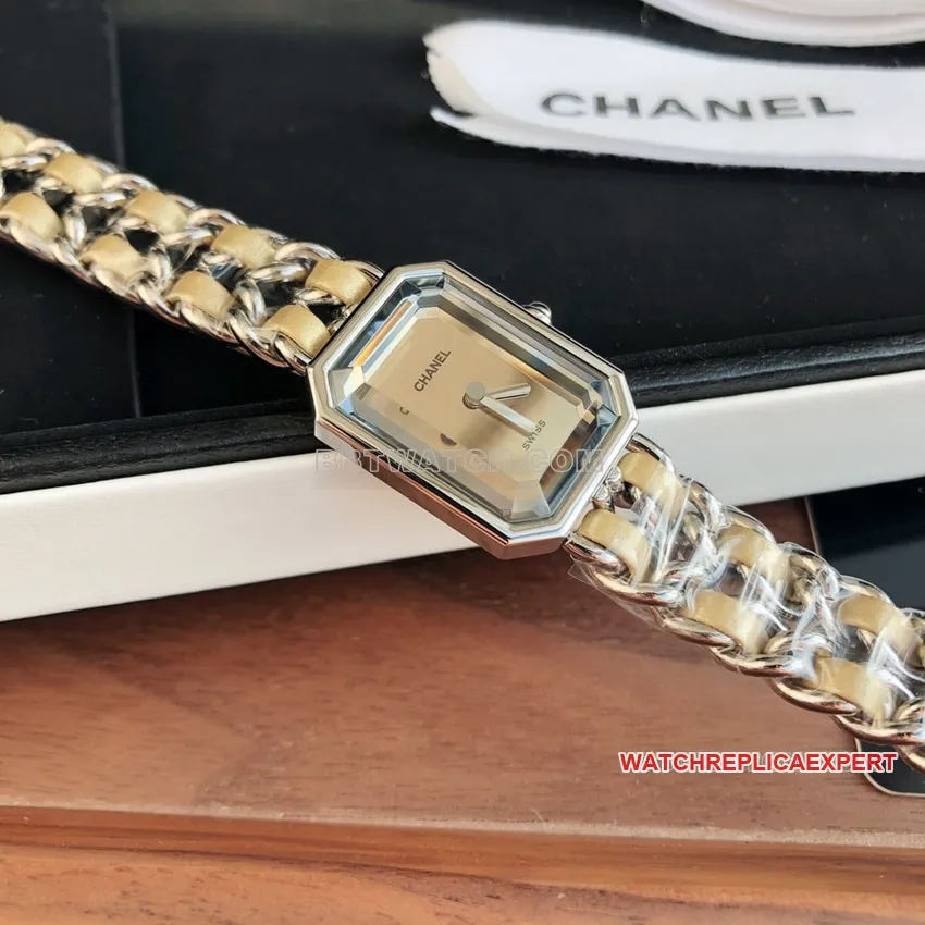 Chaneltop-tier 1:1super gray plate gold satin ribbon chain stainless steel bracelet H5584front live photo