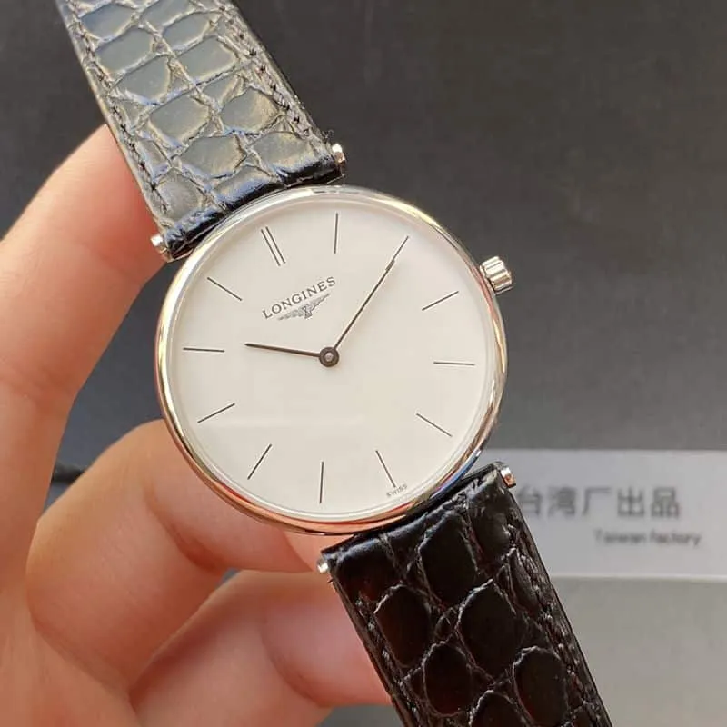 Longinestop-tiersuper watch ultra-thin Jialan series boutique couple watch quartz watch side view