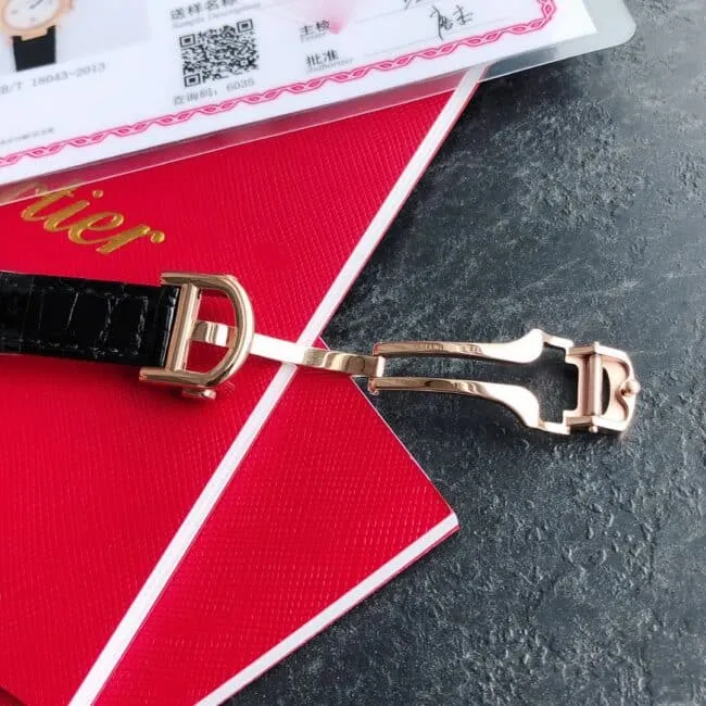 top-tiersuper cloneCartier model 1 black rose gold women's watch front view