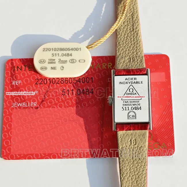 collectible Watch DeVille Omega Red Dial Quartz Red Leather Strap Front Real Photo