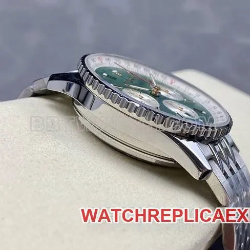 1:1replica watch BreitlingBLS factory aviation chronographgreen dialsteel bracelet caseback live photo