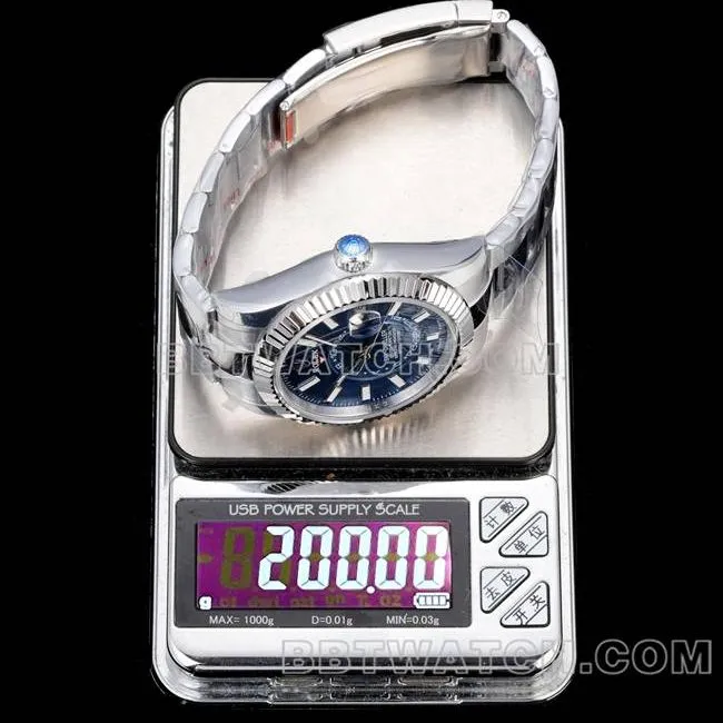 top-tier watch AR+ factory pilot Rolexblue dial mechanical steel braceletfront live photo