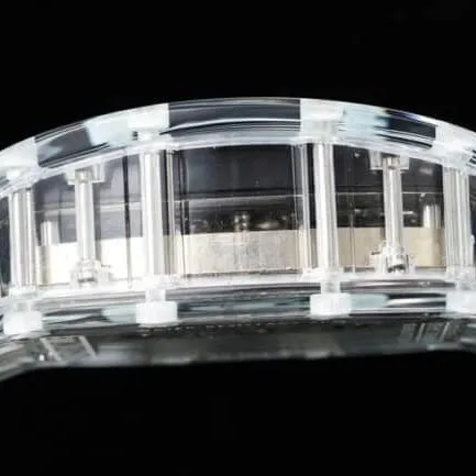 High-quality Richard Mille white steel reproduces the extraordinary sports quality generation legend RM12-01 tourbillonsapphire crystal transparent version front view