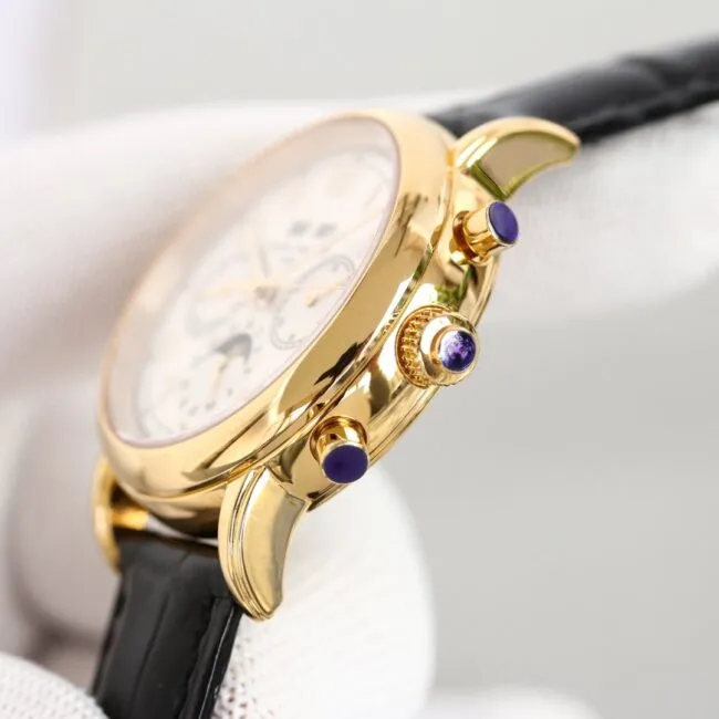 top-tier watch Patek Philippe super complex function chronograph series 18K gold white bottom men's mechanical watch movement picture