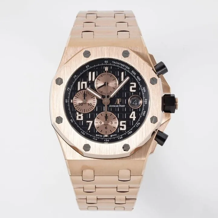 APF offshore Audemars Piguet1:1replica watch black panda plate steel bracelet model 26470OR.OO.1000OR.03bracelet picture