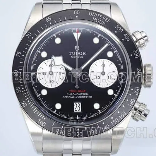 ZF factory Tudor Biwan top black plate chronograph steel belt model M79360 front real picture