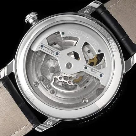 Blancpain top men's white plate black strap classic full series tourbillon mechanical belt watch front view