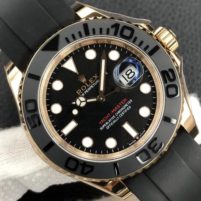 EW FactoryRolextop-tier watch Yacht-Master 40 series men's black dialrubber strap mechanical watch front view
