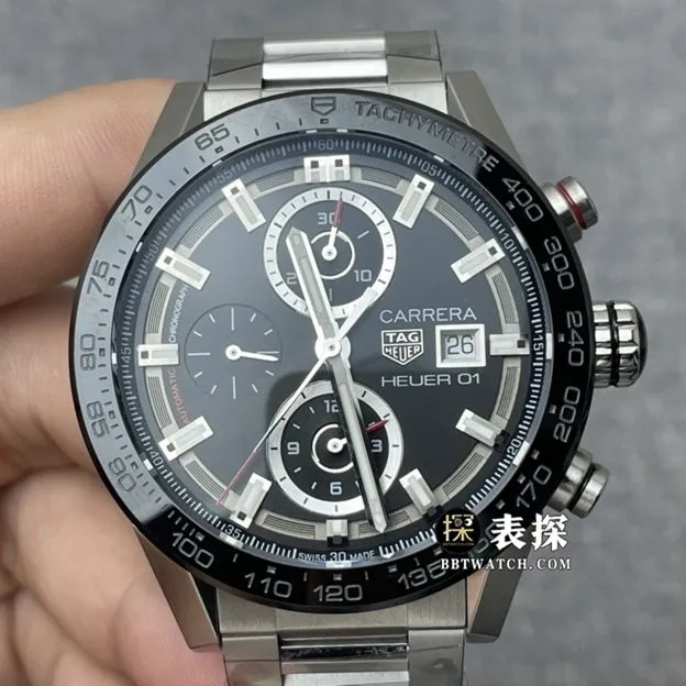 XF factory TAG Heuer Carrera watch men's black panda steel bracelet model pictures and prices caseback live photo