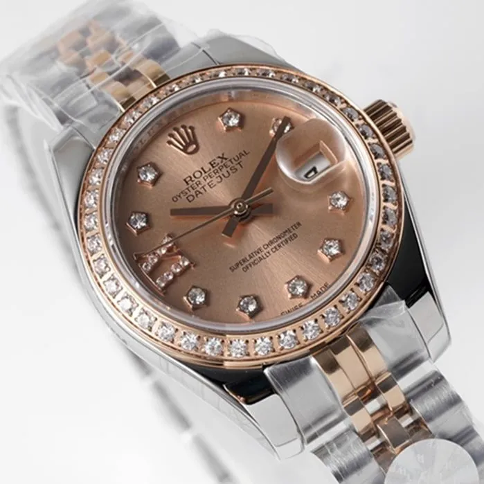 Top-tier watch Rolex women's gold plate Datejuststeel bracelet watch back cover picture
