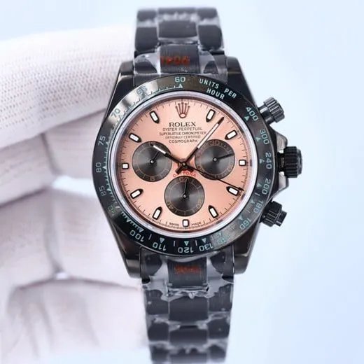 Rolextop-tier watch men's black dial black belt fully automatic movementsteel bracelet front view