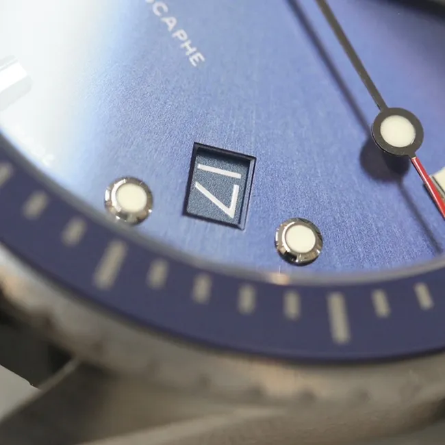 top-tier watch Blancpain men's blue dial nylon strap fifty fathom series watch front view