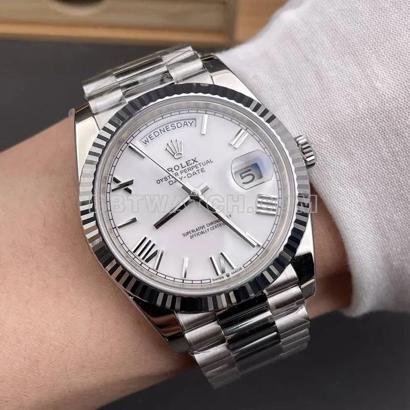 Rolex collectible watch RC factory Day-Date40mmwhite dial3255steel bracelet front live photo