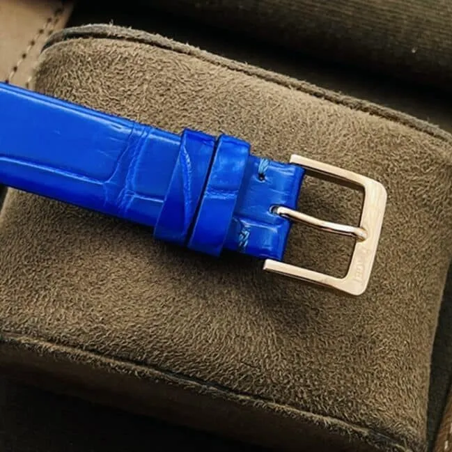 top-tier watch Piaget blue dial blue belt time series leather strap watch front view