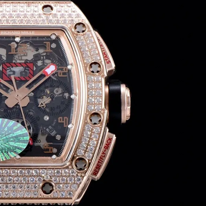 top-tier watch Richard Mille men's black dial automatic chronograph watch front view