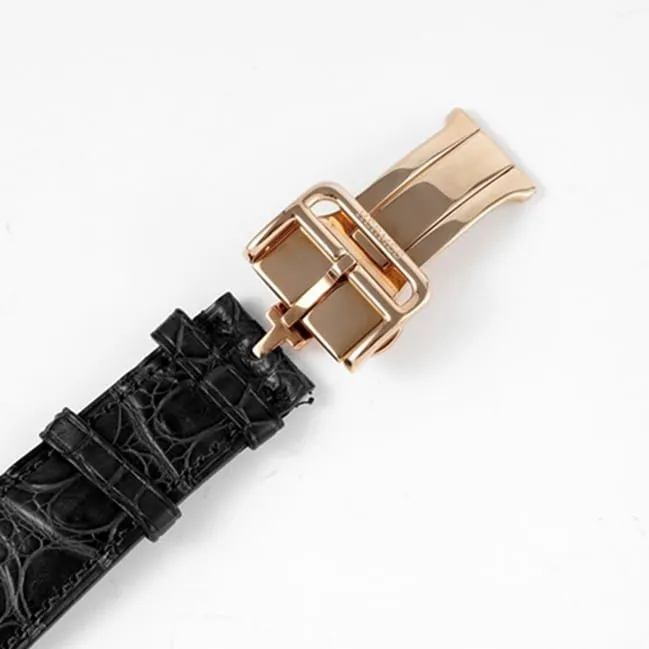 top-tier watch Hermès men's gray plate black belt automatic movementleather strap watch front view