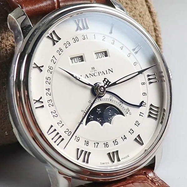OM FactoryBlancpainsuper watch villeret classic 6654 new V3 upgraded version 0.6mm thinner than V2 white dialclasp picture