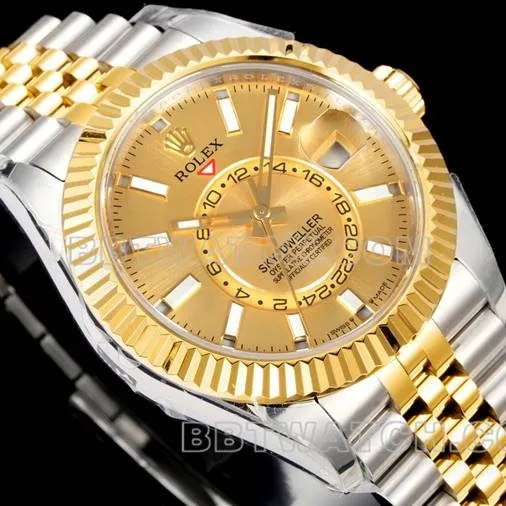 watch RolexAR+ factory pilot gold plate mechanical room gold front live photo