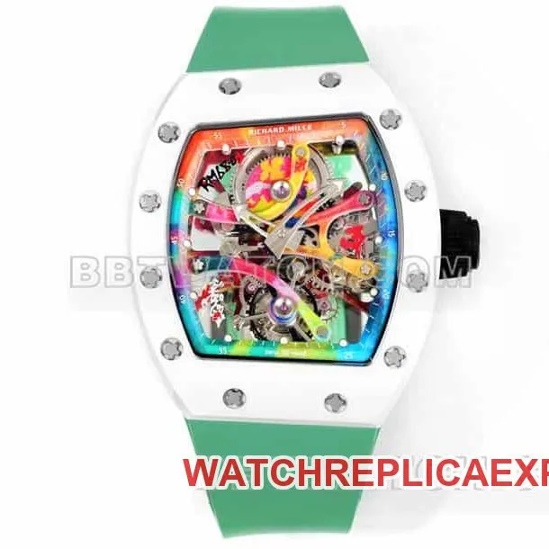 Richard Mille men's graffiti tourbillon green rubber RM 68-01 front live photo