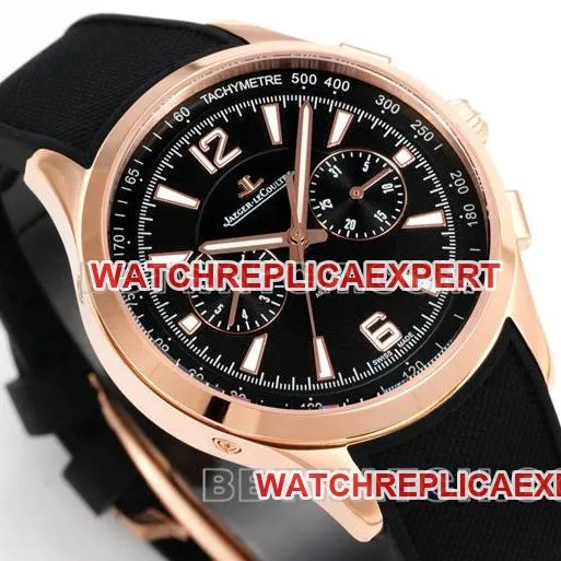 collectible watch Beichen Jaeger-LeCoultrerose goldblack dial mechanical black rubber front live photo