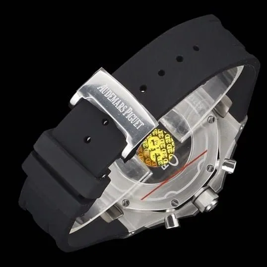top-tier watch Audemars PiguetAudemars Piguet Royal Oak women's multifunctional chronograph black dial mechanical watch front view
