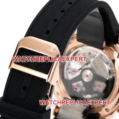 collectible watch Beichen Jaeger-LeCoultrerose goldblack dial mechanical black rubber front live photo