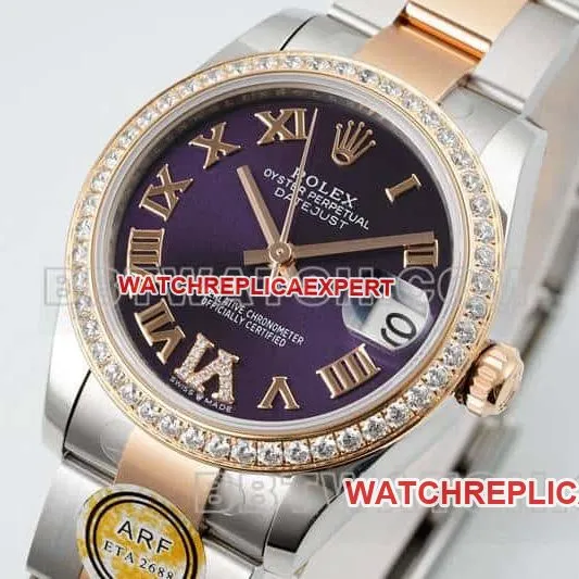 ARF FactoryRolex log 1:1super purple plate diamond bezel31mm gold three grid link 278381front live photo