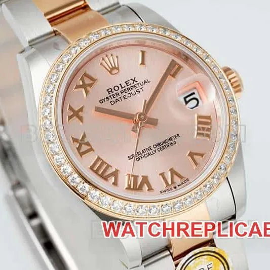ARF FactoryRolex log top-tier 1:1high-quality replicarose gold disc diamond bezel31mm gold three-lattice chain link278381caseback live photo