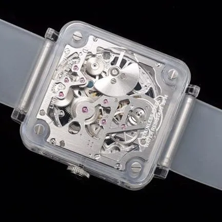 BBR Bell & Ross top-tier watch men's white dialrubber straptourbillon 42.5 mm full automatic movement front view