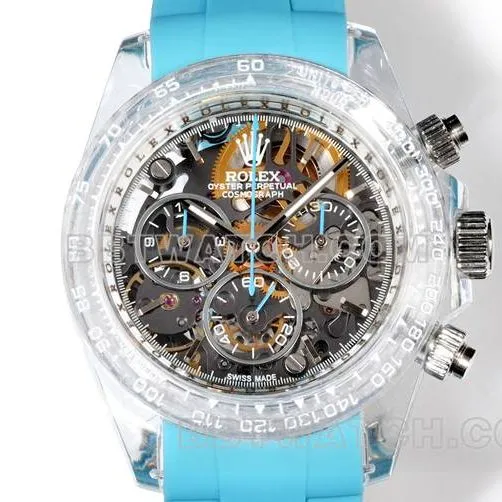 watch TW factory DaytonaRolex transparent case blue rubber braceletfront live photo