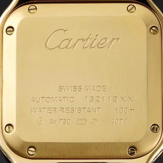 Cartiertop-tiersuper watch Santos series ladies steel braceletdiamondwhite dial gold watch clasp picture