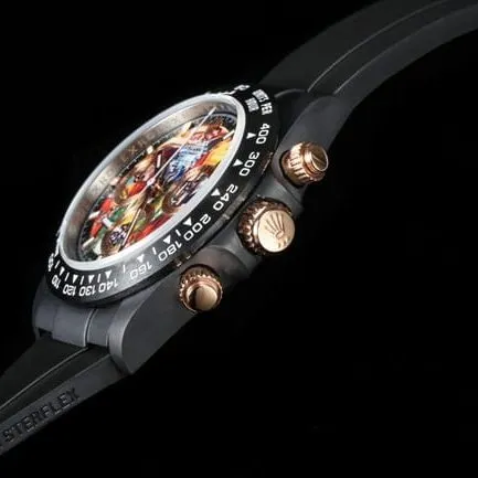 TW factory top-tier replicaRolex men's watch gold disc rubber strap mechanical front view