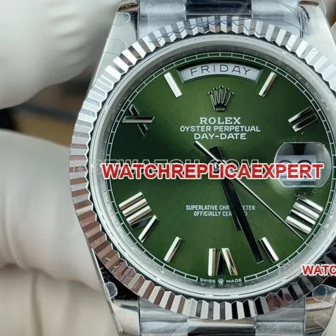 GM Factory Rolex Day-Date Super A Green Dial m228236-0008 Side Real Shot