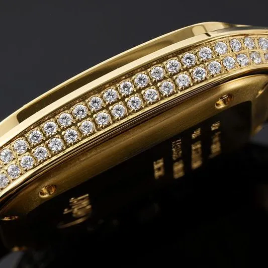 Cartiertop-tiersuper watch Santos series ladies steel braceletdiamondwhite dial gold watch back cover picture