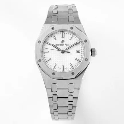8F factory Audemars Piguet watch women's white dialsteel braceletautomatic movement watch 34mm Royal Oak series watch front view