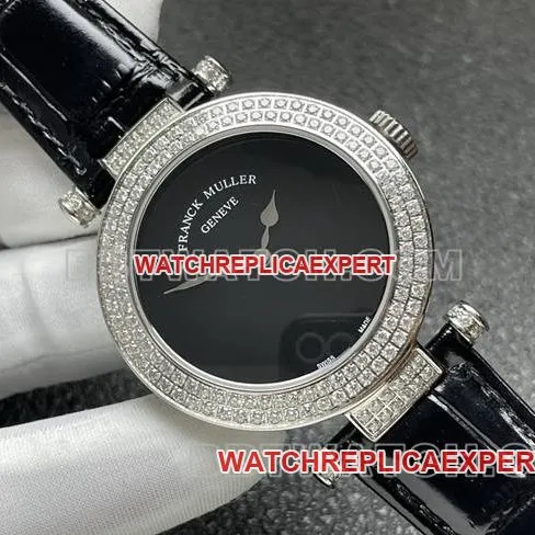 1:1replica watch frank mill quartz ABF factory black dialdiamond bezel black leather braceletfront live photo