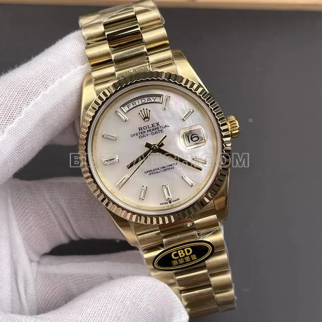 1:1replica watch CBD factory Day-DateRolex3255 mechanical mother-of-pearl disc 40mm weight live photos