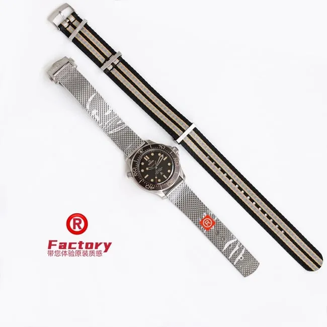 007 Movie "No Time to Die" Themed Strap Top Watch - "Seamaster Diver 300M 007 Edition" Front View