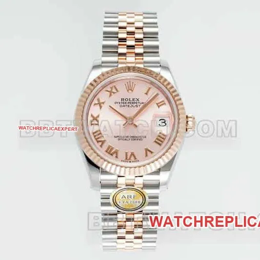 ARF FactoryRolex log 1:1top-tier replicarose gold plate 31mm gold five-lattice chain link 278271front live photo