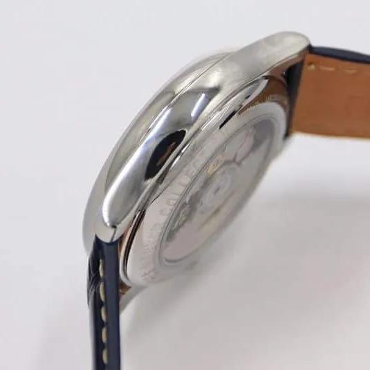 GS factory Longinesreplica watch master series moon phase watch blue dial diamond scale front view