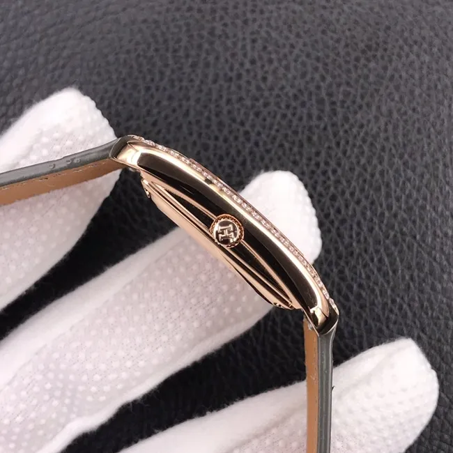 YF factory top collectible watches Hermes women's white disk brown belt square steel belt quartz watch front view