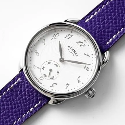 top-tier Hermès women's white dial purple belt women's classic watch series quartz watch front view